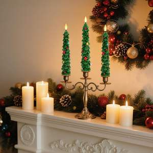 Velas LED Blancas Cónicas de Color Verde Salvia Realistas, de Cera de Parafina, Ecológicas, para Decoración del Hogar, Fiestas, con Control Remoto - Product Image 4