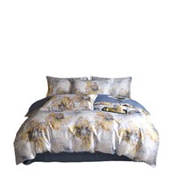 Ensemble de literie ChamXue, housse de couette, drap plat, taies d'oreiller, satin jacquard, ensemble de 4 pièces, style européen haut de gamme, motif floral