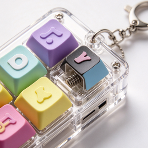 Mini Mechanical Keyboard Fidget Toy <b>Keychain</b> Custom Print Logo Colorful Button Press Toy Portable Anxiety Relief Pendant for Pro - Product Image 3