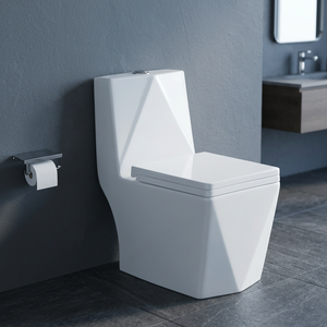 Chine articles sanitaires monobloc moderne en céramique montée au sol toilette à bouton-poussoir pour salle de bain - Product Image 6