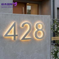 Enseigne LED personnalisée, numéros de maison lumineux, enseignes murales éclairées, plaque murale rétroéclairée en acier inoxydable pour la décoration intérieure