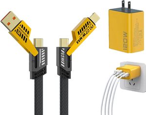 Cable de Carga Rápida USB Tipo-C PD de 27W 65W 4 en 1 de Alta Calidad para iPhone, con Trenzado de Nailon, Aleación de Zinc y Cobre Puro - Product Image 1
