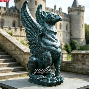 Scultura in Bronzo Fuso YOUFINE di Grifone, Stile Antico, Creatura Mitologica Alata per Castelli e Ville - Product Image 6