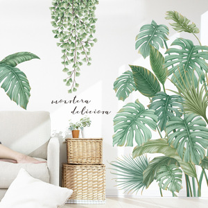 Autocollants de plantes tropicales vertes dessin animé éléphant girafe zèbre papier peint pour <span class=keywords><strong>chambre</strong></span> d'enfant salon décalcomanie murale décorative - Product Image 5