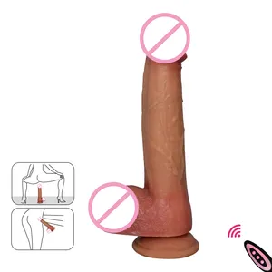 Desain populer kustom ukuran lembut karet penis pengendali jarak jauh buatan Dicks besar Vibrator realistis untuk wanita mainan seks