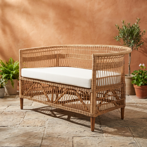 Latest Design Half Cage Look Like <b>Sofa</b> <b>Rattan</b> Cane Frame and <b>Rattan</b> Fitrit Weaving Long Chair with Cushion - Product Image 2