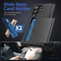 Pour Samsung pour Galaxy S25 S24 S23 S22 S21 Ultra FE A55 A35 A15 5G Slim Dual Heavy Protective Wallet Cover Hidden Card Slot