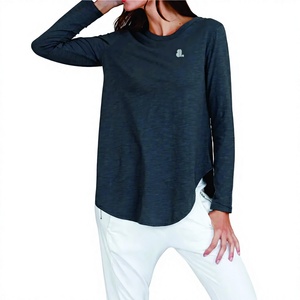 Camiseta de Manga Larga para Mujer, Cuello Redondo, Corte Regular, Transpirable, Tejido Ecológico, Secado Rápido, Diseño Casual con Logotipo Blanco - Product Image 1