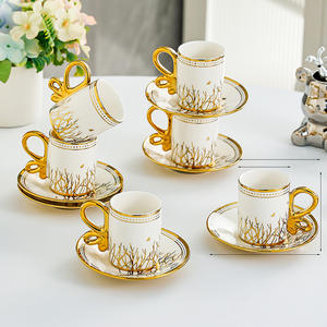 Ensemble de 6 tasses à café turques vintage de luxe, petites, avec soucoupes, coffret cadeau, tasses à thé, tasses à expresso, pour thé aux fleurs - Product Image 6