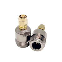 Adaptateur coaxial RF N femelle vers SMA mâle 50 Ohm, connecteur droit, contacts plaqués or, corps en alliage de cuivre pour test RF d'antenne