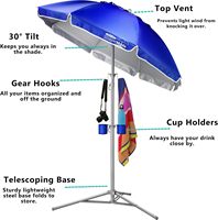 Parasol portable léger et réglable pour patio et plage avec base trépied (bleu)