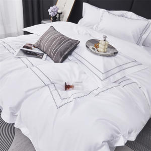 热卖纯棉白色绣花床单贴合床单酒店亚麻床上用品套装 - Product Image 5