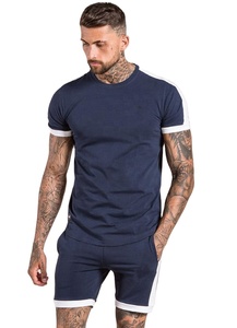 ชุดเสื้อยืดและกางเกงขาสั้นสองชิ้น,เสื้อยืดลายทางตัดกันสำหรับฤดูร้อน - Product Image 4