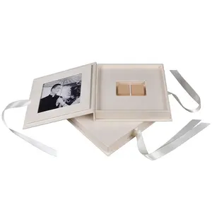 Caixa de empacotamento do flash usb do livro da foto do casamento