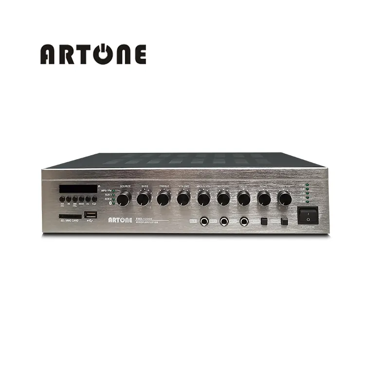 ARTONE Bureau PMS-12000 Amplificateur MP3 Sans Fil BT5.0 120W avec Mélangeur D'écho Amplificateur