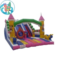 Grand parc aquatique gonflable mobile d'extérieur, équipement de trampoline en PVC pour enfants avec toboggan château malicieux, pas cher pour le divertissement des enfants