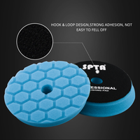 Tampon de polissage en mousse bleue SPTA pour plateau de support de 5 pouces, tampon de polissage à coupe moyenne pour polisseuses rotatives et DA, et perceuses