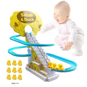 Duck Competition Set Stair Climbing Track Slot Toy With Led Flashing Light And Music C Kids Toys Car Track