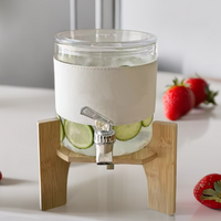 Baril à vin, jus, lait ou bière classique de 2,3 L en verre borosilicate soufflé à la main avec robinet en plastique – Idéal pour les fêtes et la cuisine