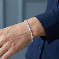 Bracelet tennis en or blanc massif 14 carats avec diamants de laboratoire ronds de 4 mm à quatre griffes, 10 carats, 6,5 pouces, vente en gros de bijoux fins