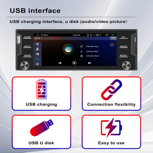 1Din 5,2 ''Radio de coche con MP5 inalámbrico Carplay/Android Auto/Mirrorlink estéreo BT RDS FM USB REPRODUCTOR DE DVD <span class=keywords><strong>Combo</strong></span> para coches - Product Image 6