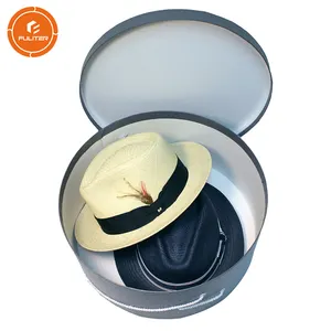 Caja Fedora de sombrero de ala ancha con logotipo personalizado, caja de compras de sombrero de vaquero, caja de sombrero redonda