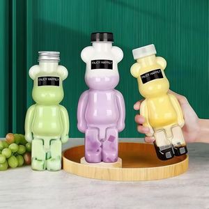 Atraente Urso Forma Moda Design PET <span class=keywords><strong>Plastic</strong></span> Suco Garrafa De Água 300ML 400ML 500ML Bebidas Leite Chá Garrafa com Cap - Product Image 3