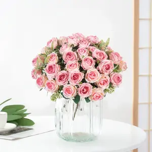 Amazon 10 Rose Zijde Bloem Bruiloft Met Bloem Boeket Huis Desktop Decoratie