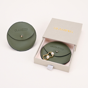 Custom Logo Mini Jewelry <b>Gift</b> <b>Box</b> with PU Leather Snap Pouch Sliding Drawer Paper Packaging for Ring Necklace <b>Earrings</b> - Product Image 2