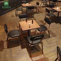 Chaise de salle à manger américaine rétro en fer PU cuir contemporain industriel ensemble de chaises de table en bois pour café restaurant usage commercial