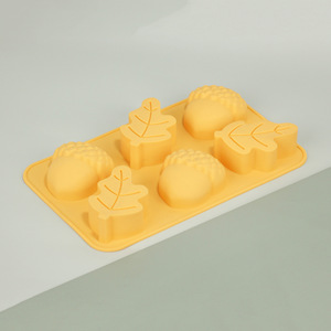 Silicone Cake Mold 6 Cavity Chestnut Leaf Shape Baking Molds For DIY Home Use Lemon Yellow - Product Image 2