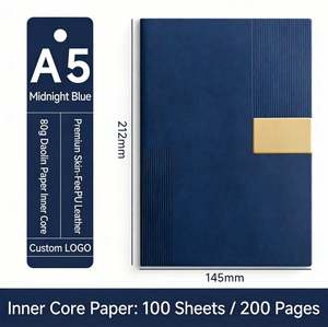 Carnet A5 à couverture PU, papier ligné 80 g/m², 100 feuilles (200 pages), bloc-notes de réunion de bureau avec date, météo, mémo, logo personnalisé - Product Image 6