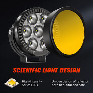 Luces LED Blancas Puras para Motocicleta, Accesorios, Luces de <span class=keywords><strong>Buceo</strong></span> de Haz Concentrado, Lámpara Auxiliar de 4.5 Pulgadas y 72 Vatios con Cubiertas Amarillas, Venta al Por Mayor - Product Image 2