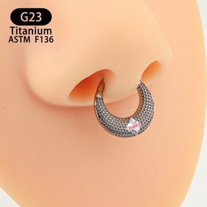 Anneau de nez en titane G23 8 mm 1,2 mm avec incrustation de zircon géométrique, bijou de piercing pour usage quotidien - Product Image 2