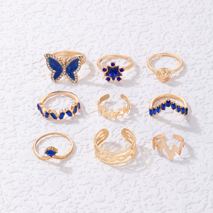 Nuova estate dolce lega di diamanti decorazioni stella anello farfalla anelli d'oro Set per le donne gioielli di moda - Product Image 6