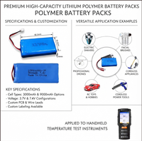 Paket Baterai Lithium Ion Isi Ulang Industri OEM Berdaya Tahan Tinggi 7.4V 483654 2S 1000mAh untuk Perangkat