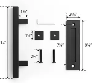 제조업체는 대형 하드 철 소재 블랙 도어 푸시 핸드 솔리드 헛간 도어 풀 핸들을 사용자 정의합니다.