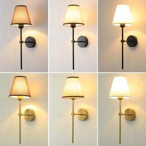 Lampe murale moderne à LED, lumière d'ambiance pour chambre à coucher, hôtel, couloir, abat-jour en tissu coloré - Product Image 3