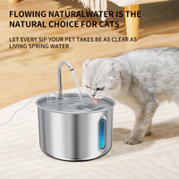 Distributeur d'eau intelligent pour animaux de compagnie 2,2 L, 2 modes de débit d'eau, filtration multi-étapes pour une eau purifiée, construction en acier inoxydable 304