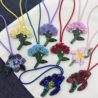 Pendentif en perles faites à la main 3D paillettes fleur patchs thermocollants pour vêtements sac à dos lanière sac décoration PVC feutre matériel mode
