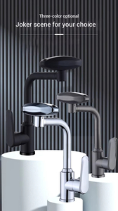 Grifo de Lavabo Multifunción con Rotación de 360°, Carrete de Cerámica de Acero Inoxidable Cepillado, Cuatro Modos de <span class=keywords><strong>Cascada</strong></span>, Sensor Táctil, para Uso en Salas - Product Image 5