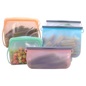 Custom Printed Logo Leakproof Food Grade Reusable Ziplock Silicone Zipper Bag Zip Lock Food <b>Storage</b> Freezer Sandwich Pouch Bags - Product Image 1