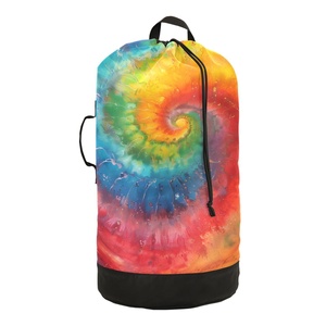 Sacs à dos de rangement pliables grande capacité, résistants à l'eau, avec imprimé tie-dye personnalisé, design tendance style hawaïen, pour la maison - Product Image 1