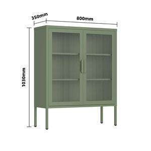 ארון תצוגה ממתכת איכותי לסלון עם דלת זכוכית - Product Image 5