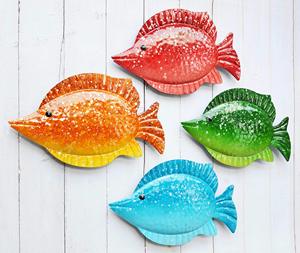 Set of 4 for Outdoor Indoor Coastal Ocean Sea Metal Fish Hanging Wall Art Decor - Product Image 1