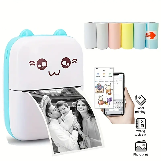 Portable Mini Thermal Printer Ink-Free Photo Record Card Sticker Label Maker for Mobile Phone in Stock