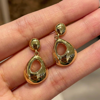 Boucles d'oreilles créoles creuses en or 18 carats pour femmes, pendantes en forme de goutte d'eau, légères, hypoallergéniques, vente en gros, personnalisables