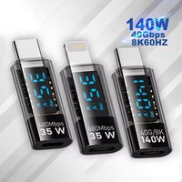 Adaptateur USB-C PD 35W140W avec affichage numérique LED, convertisseur 40 Gbps, connecteur d'extension Type-C, transmission de données, testeur de puissance