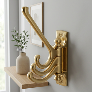 AK Brass Triple Door Shape Wall <b>Hook</b> Polished Brass Finished <b>Decorative</b> <b>Coat</b> Hanger Metal Wall Hanger Home Interior Decor - Product Image 5