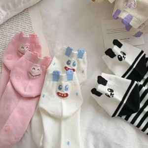 Cute Cartoon Monster <b>Socks</b> With 3D Ears Non-Slip Mid-Calf Women's Cotton <b>Socks</b> For Youth Pink White Yellow - Product Image 3